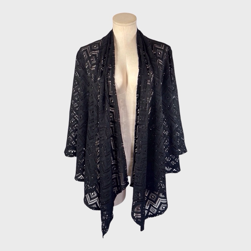 Ruby Rd Open Lace Draped Front Cardigan